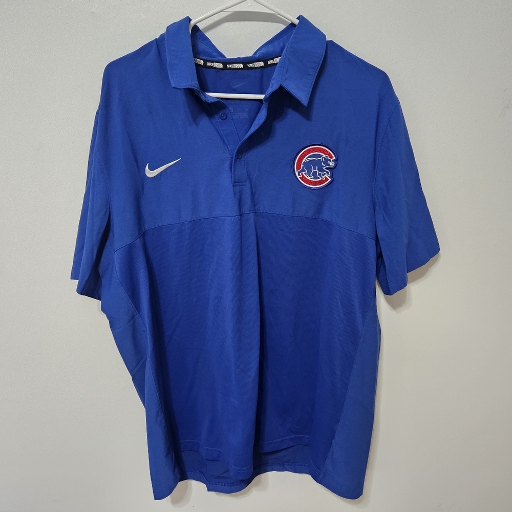 Nike Bsbl Collection Chicago Cubs Men's XL Blue Dri-Fit Polo Performance B13